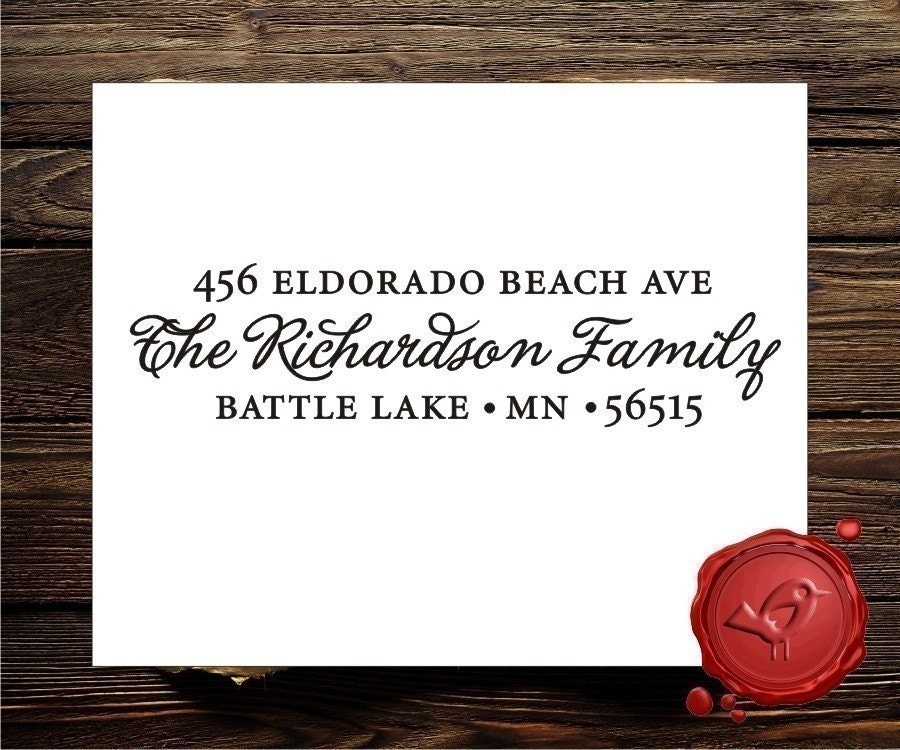 Custom calligraphy personalized  address wood handle rubber stamp - style 9004