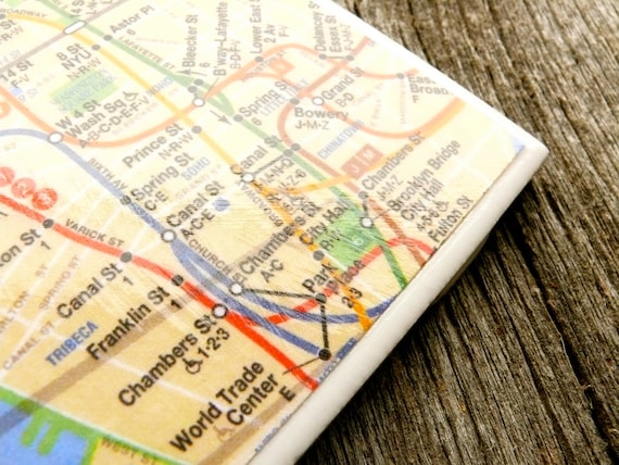 New York City Subway Map Coasters. Set of 4.
