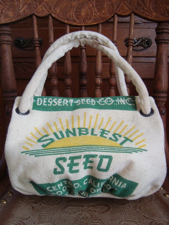 vintage SUNBLEST SEED sack purse - a Wee Carpetbag
