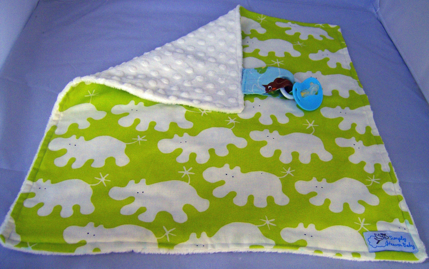 Fun Animal Print Lovey/Security Blanket with Pacifier Holder