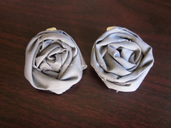 Pair of Matching Gray Rosette Hair Clip Accessories