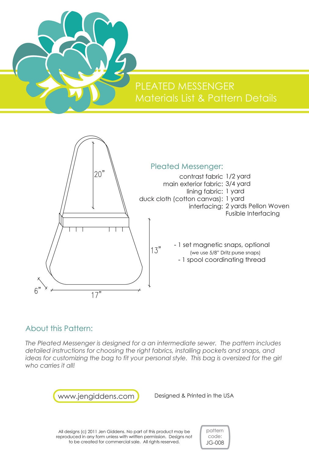 Pleated Messenger  Sewing Pattern