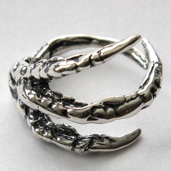 Sterling Silver Raven Claw Ring  - Bird Crow Corvid - Moon Raven Designs