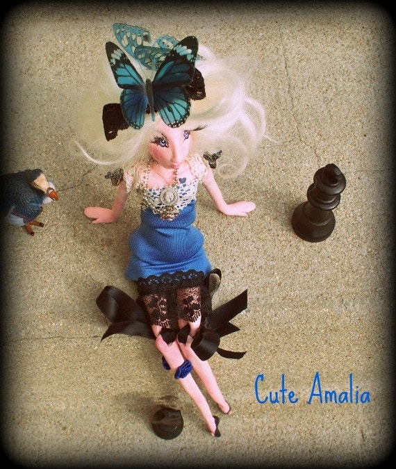 OOAK  Jointed Art Doll "Alice" in air dry clay Handmade