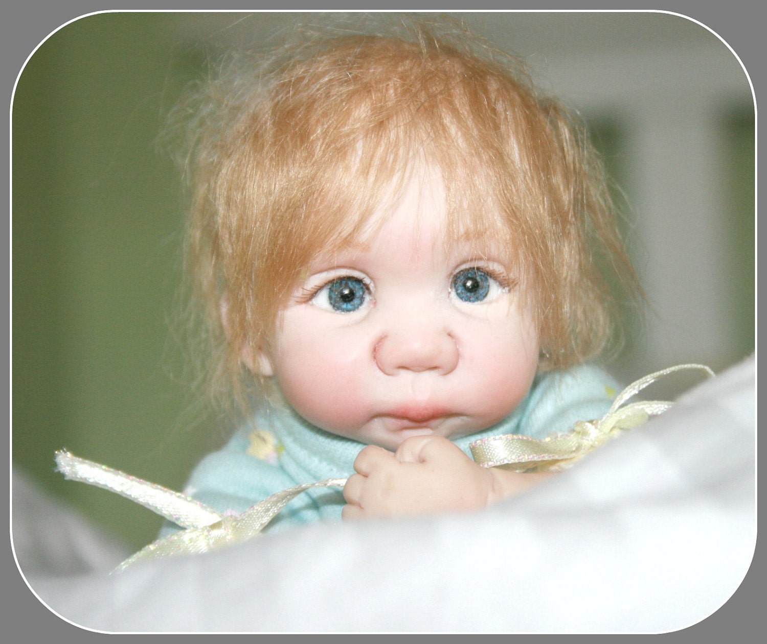 OOAK 8" Mini hand sculpted clay baby doll Art doll