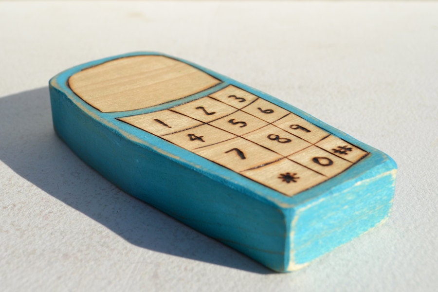 Turquoise Wooden Cell Phone Toy