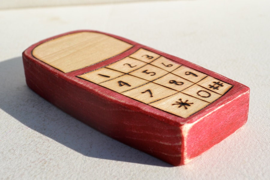 Red Wooden Cell Phone Toy