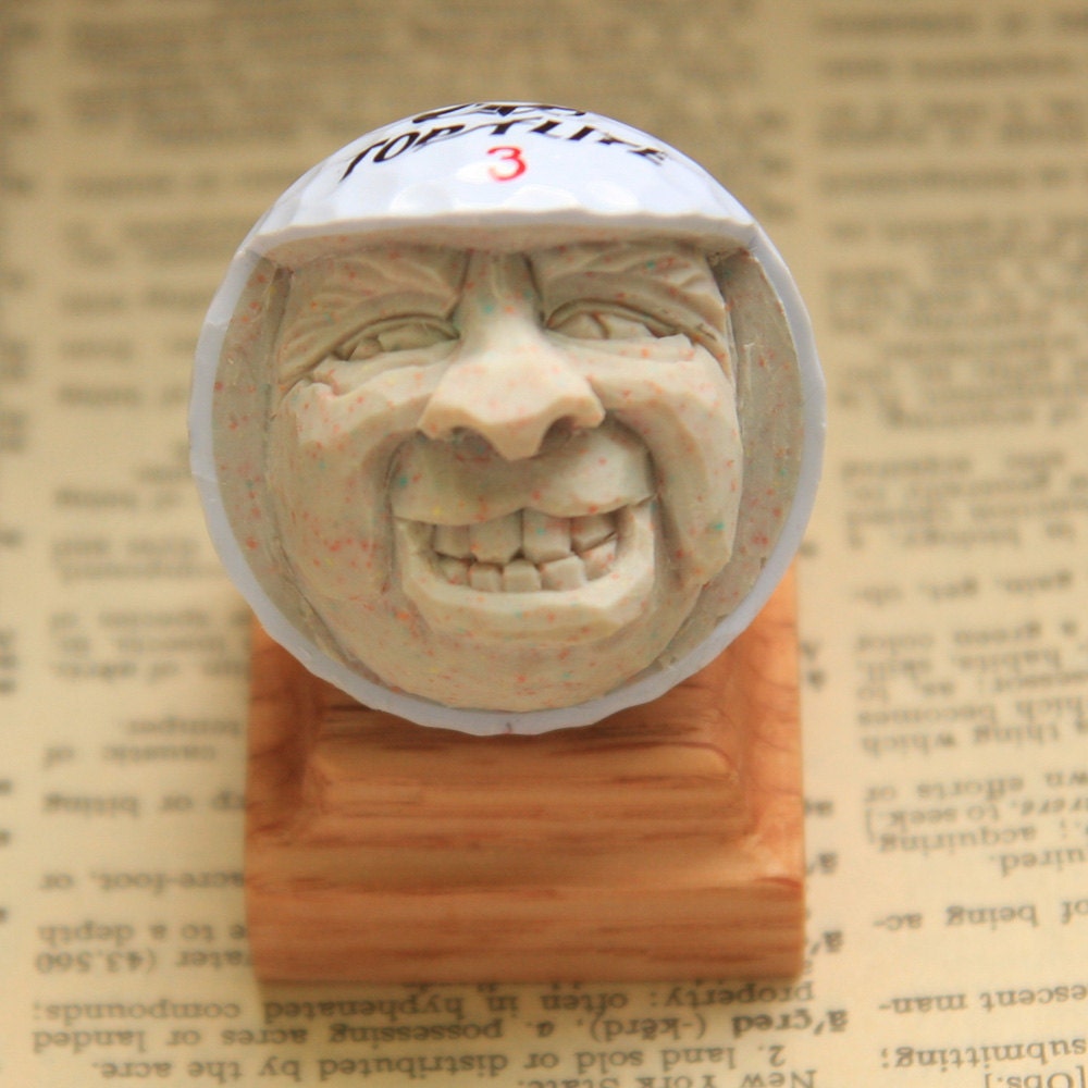 Hand Carved Caricature Top Flite Golf Ball