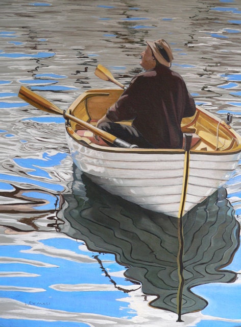 Row Boat ORIGINAL acrylic painting - (Splodgepodge)