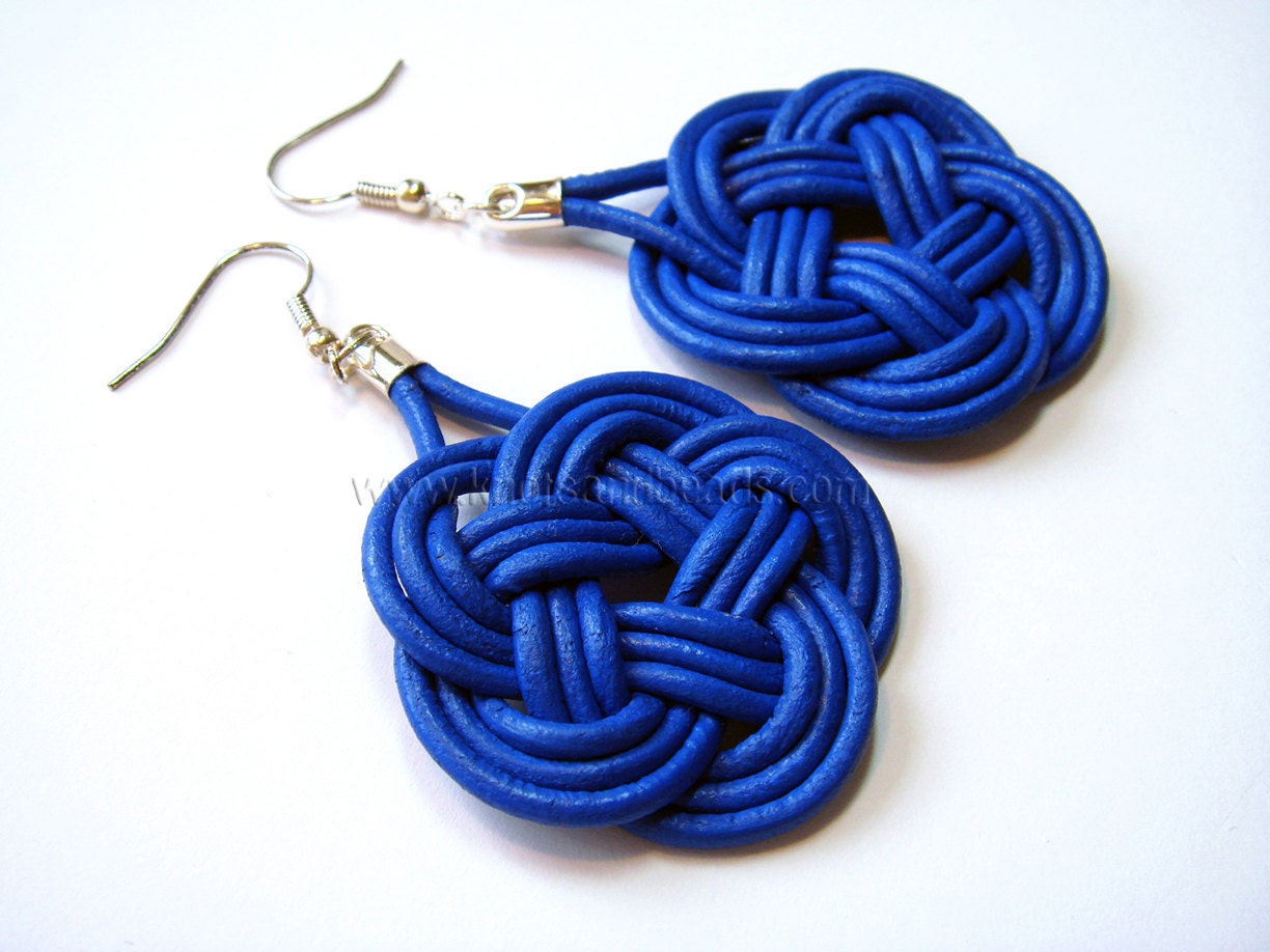 Turk Head earrings, blue