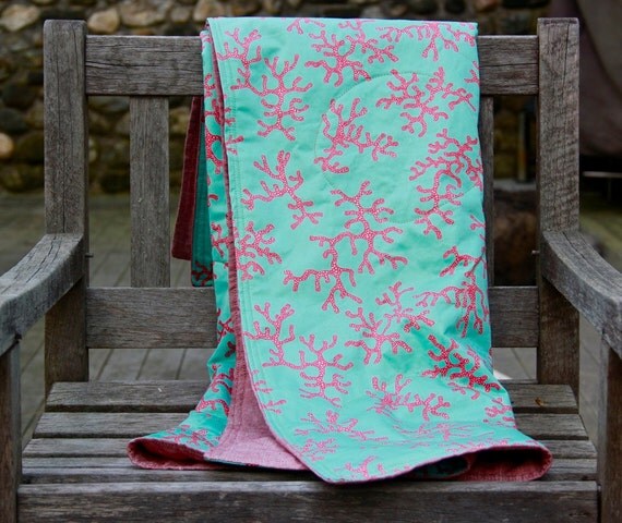 LILLY PULITZER Quilted Blanket - cotton sateen and linen