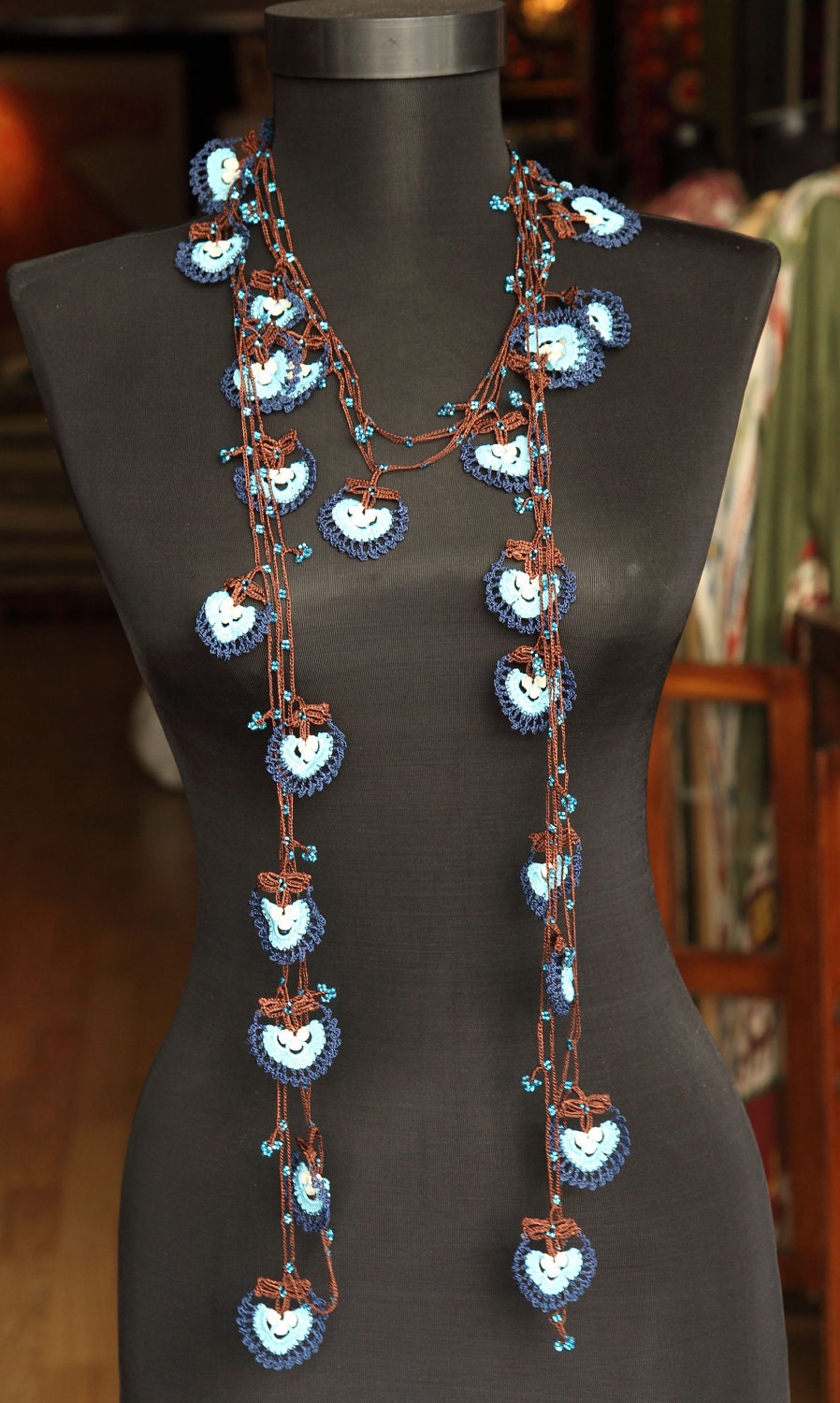 turkish lace - needle lace - oya necklace - FREE SHIPMENT - 016-02