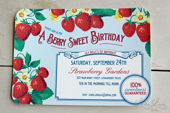 Thank You Card . Berry Sweet Collection . by Loralee Lewis