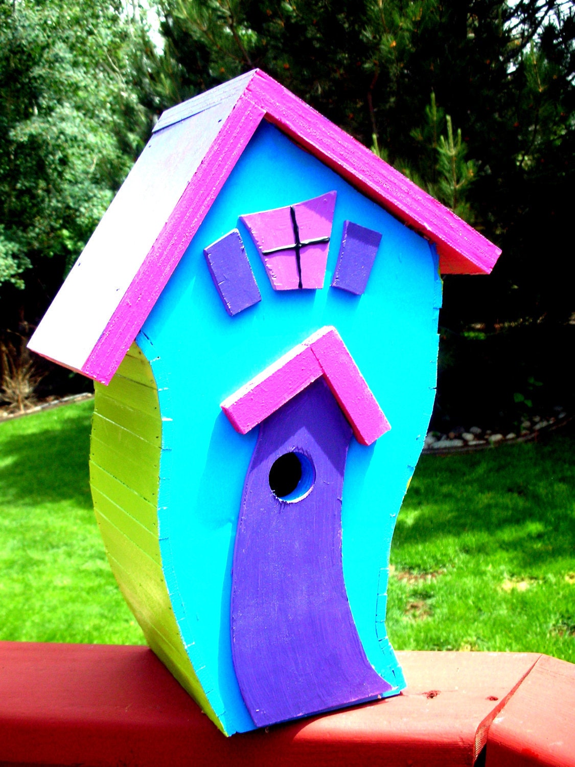 Colorful home made birdhouse