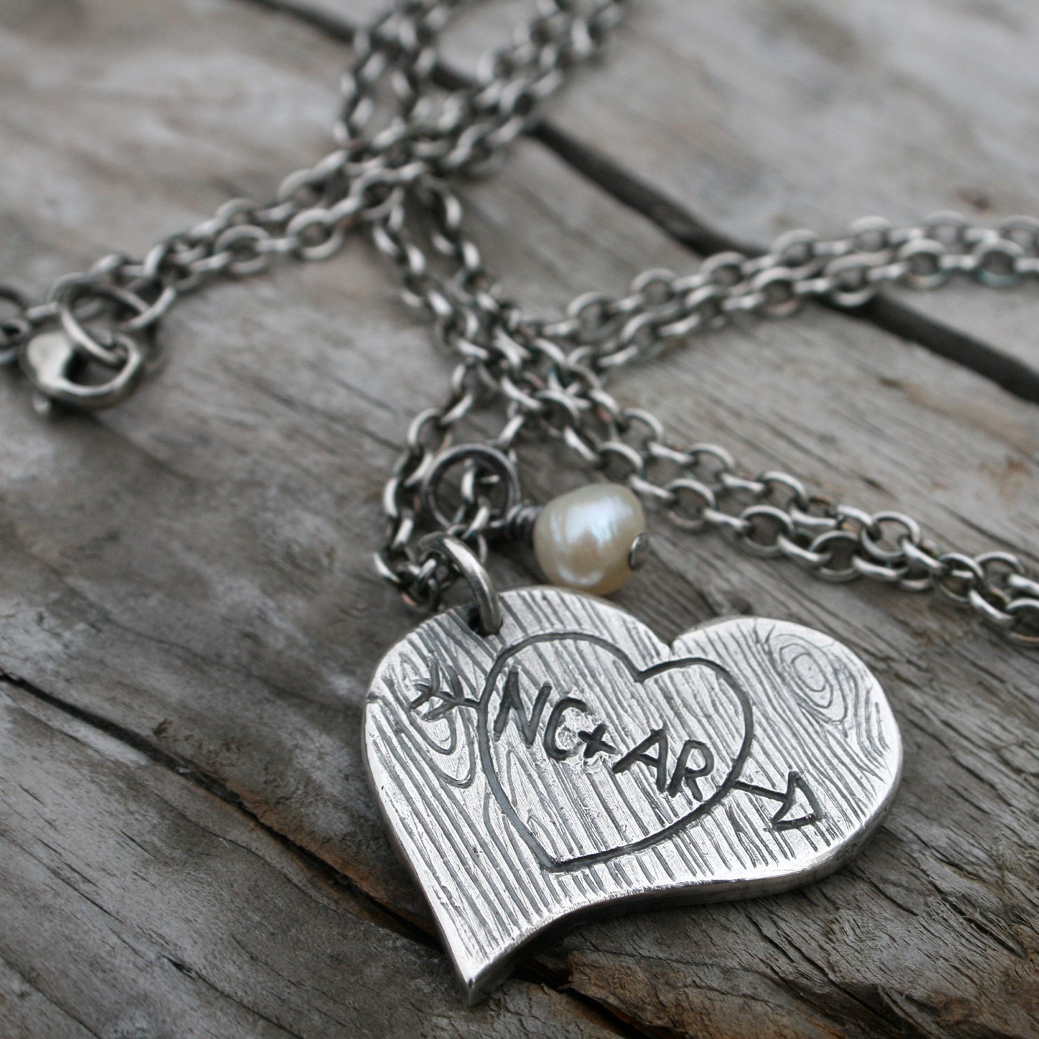 PMC Personalized Fine Silver Lovebirds Necklace