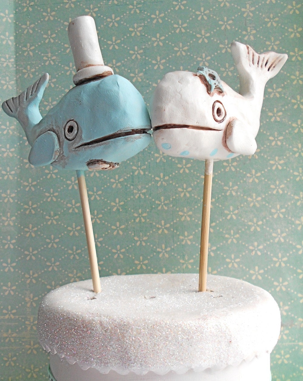 Whales in Love- wedding cake topper