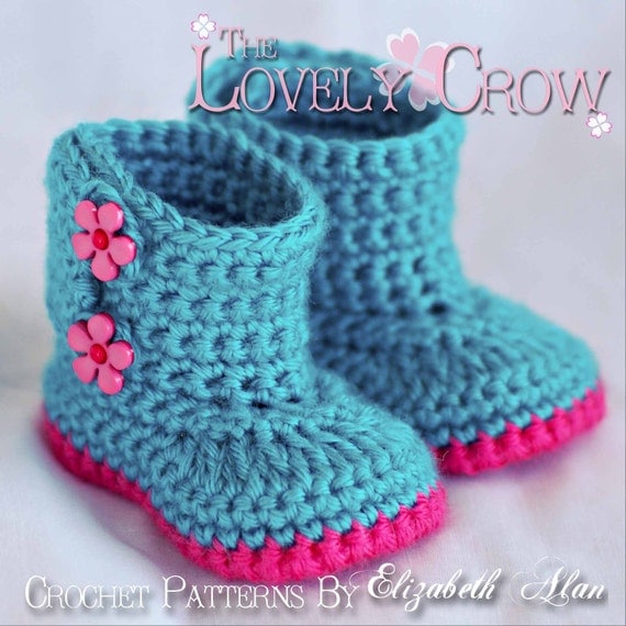 Booties Crochet Pattern for Baby Garden Boots  4 sizes  Newborn to 