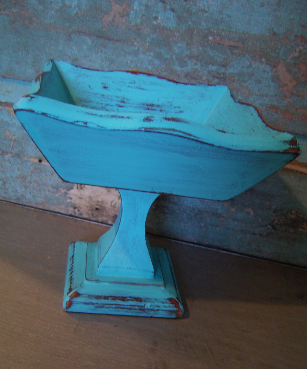 Turquoise Pedestal Display Bowl