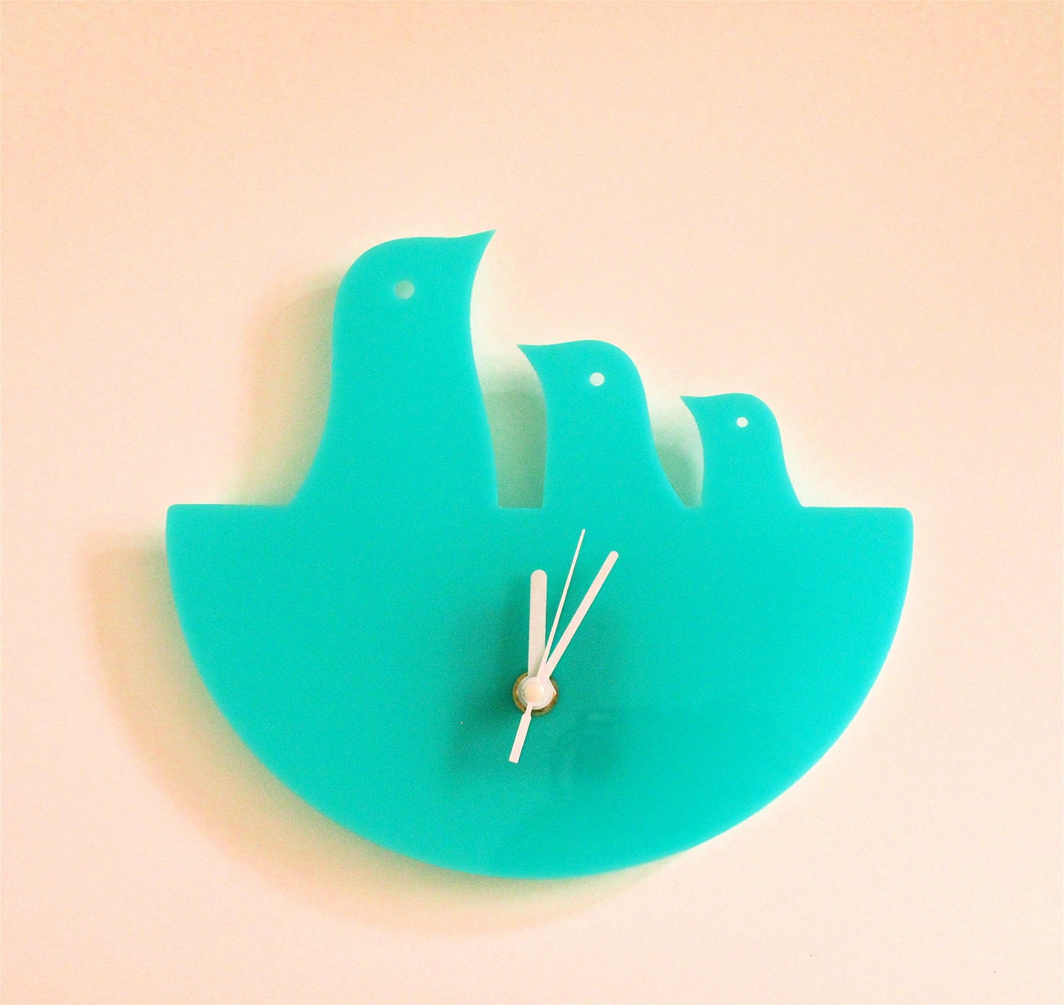 Mint Green Bird Nest Hanging Clock