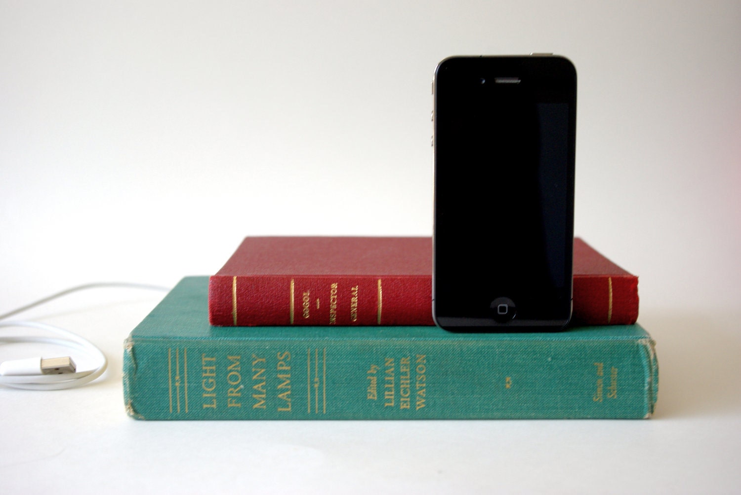 Double Vintage Book Charging Dock for iPhone and iPod