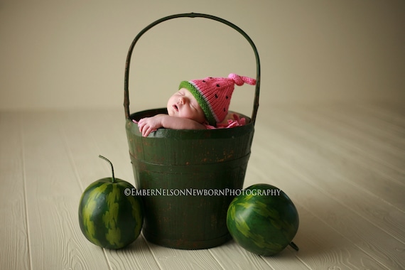 Трикотажные младенческой Hat, новорожденных Hat Арбуз Baby, Вязание Prop Фото, Опрятный Розовый Зеленый, малышей, детей, взрослых Свободно Размеры
