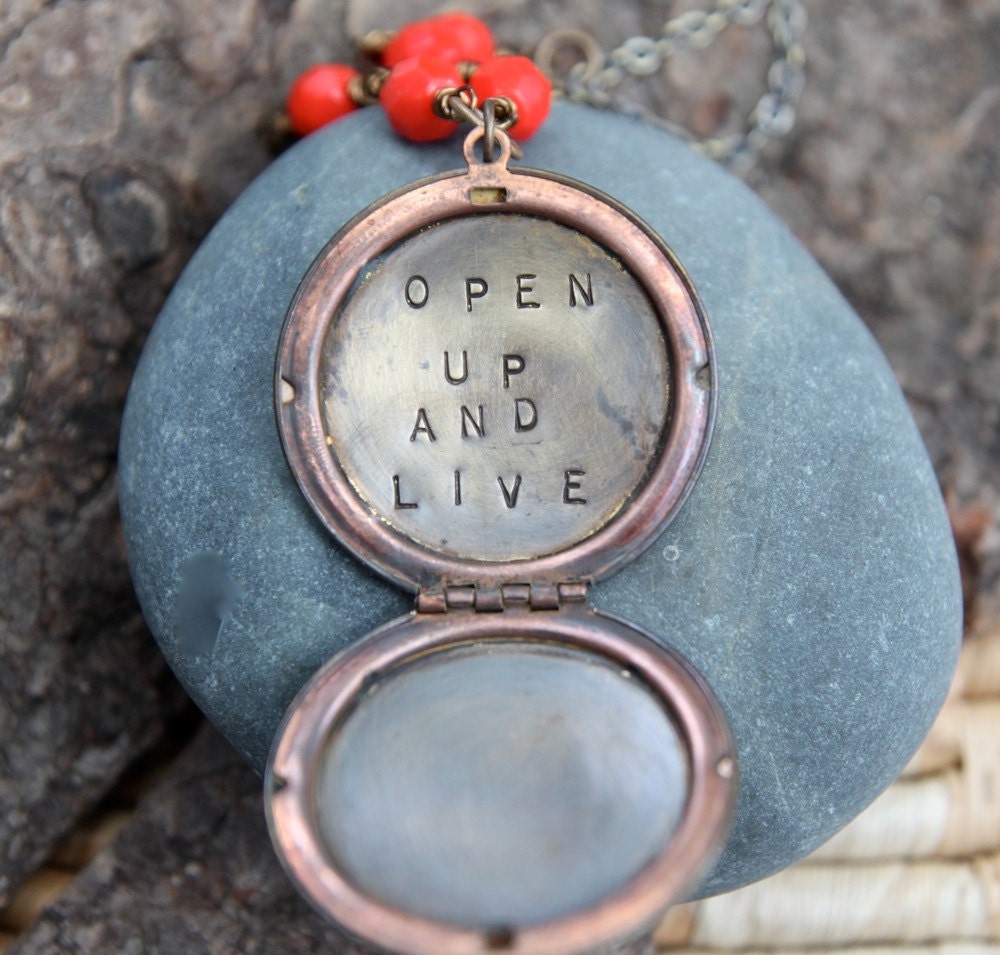 SALE open up and live . a (whispered) soul mantra locket