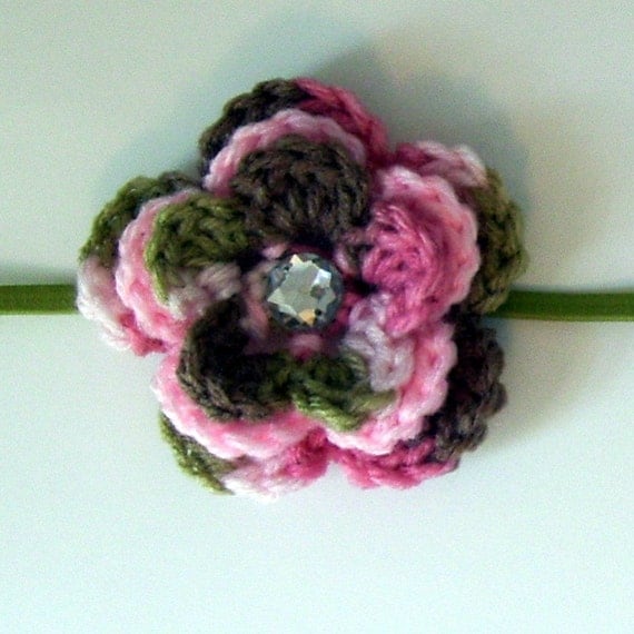 Pink Cammo Flower Headband