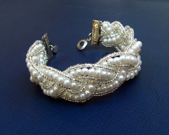 Elegant Hand Beaded Cuff Bracelet by nezjewelry on Etsy transparent cuff 