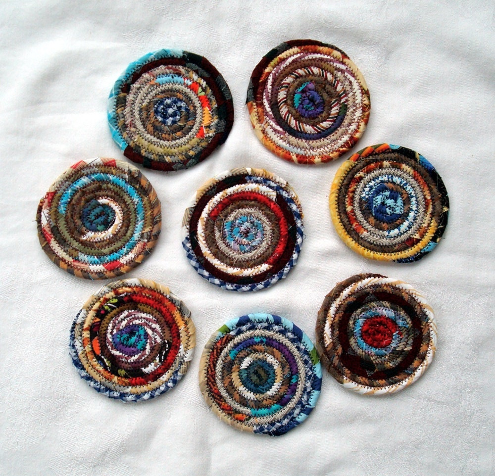 Earthy Fabric Coaster Set with Matching Basket