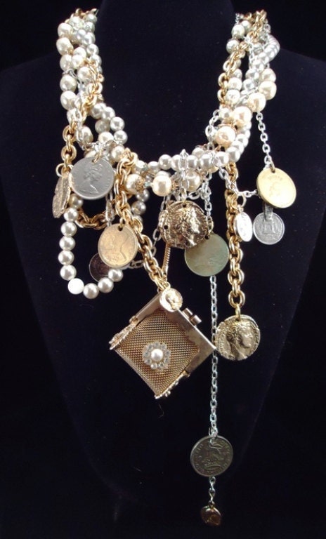 Penny For Your Thoughts - Assemblage Necklace - Vintage-Heaven