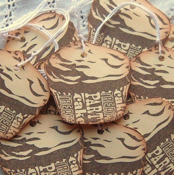 Shaped Chocolate Cupcake Hang Tags - Hand Stamped