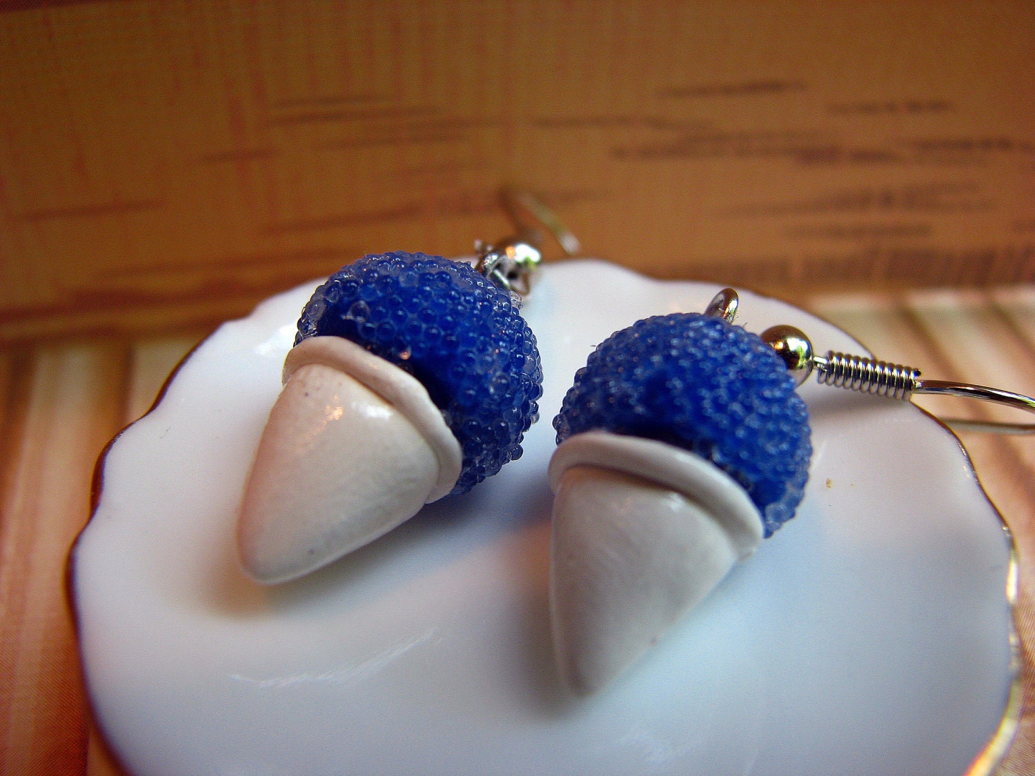 Blue Snow Cone Polymer Clay Earrings