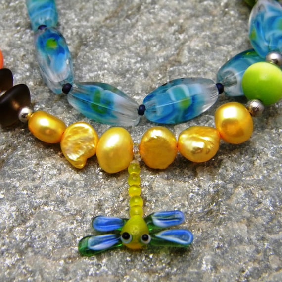 One of a Kind Dragonfly Art Necklace