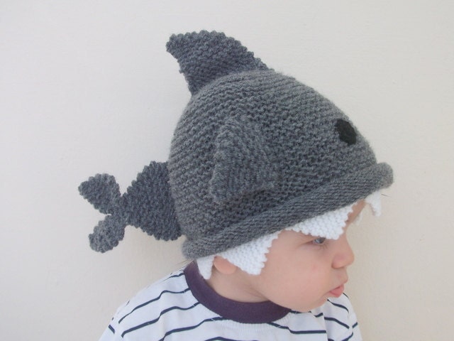 Handmade shark hat -Knitting Baby  Hat  - for Baby or Toddler-Size 6-12 months