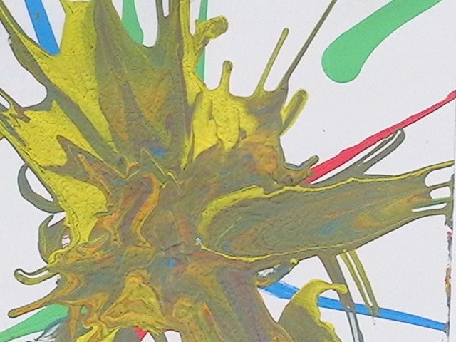 Original ACEO Painting - Rainbow Bug Splatter Abstract