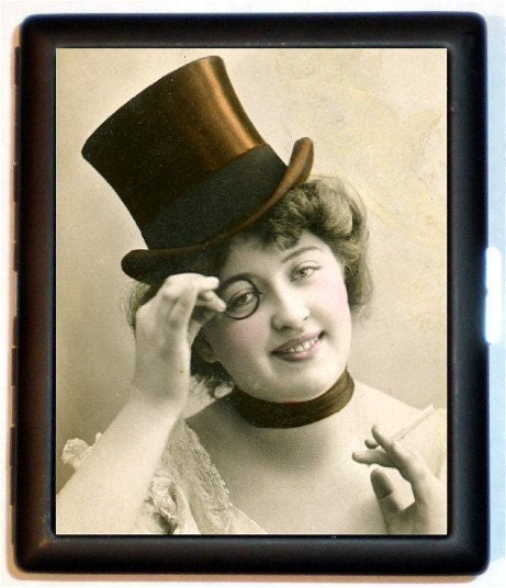 top hat and monocle. Art Nouveau Woman with Top Hat