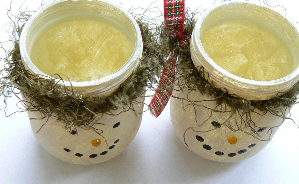 Snowman Luminaries from Baby Food Jars
