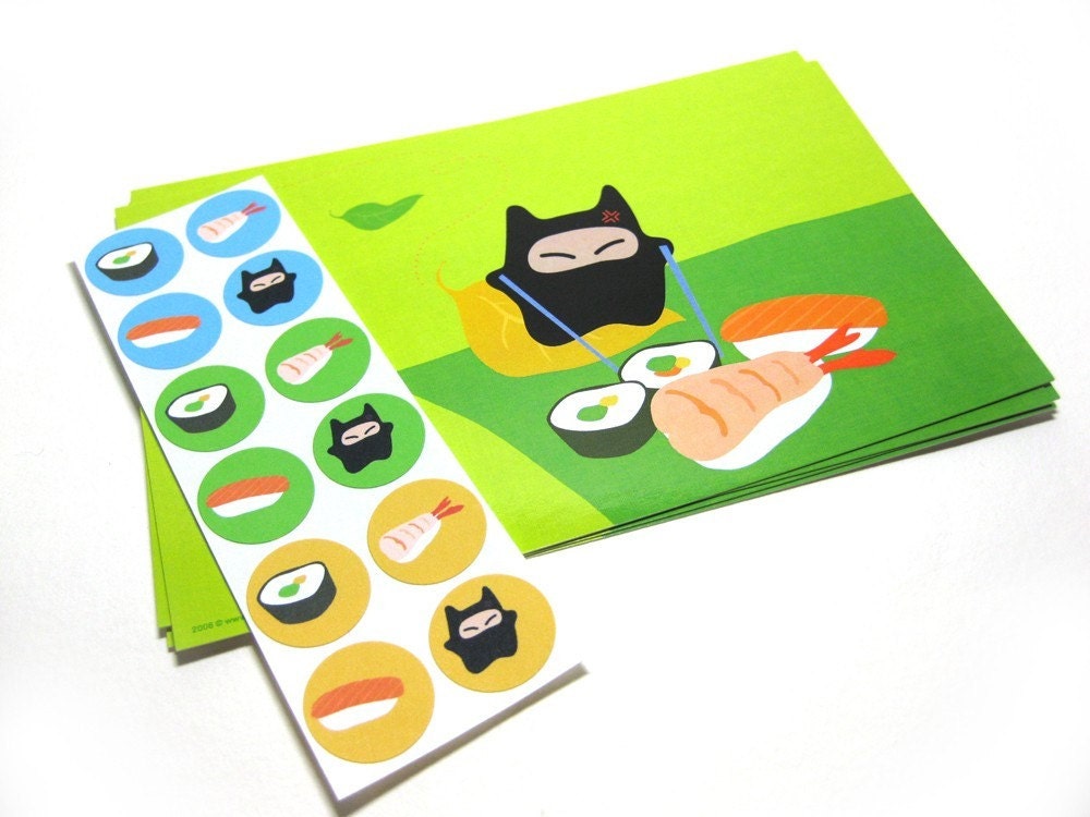 Ninja Mau Postcard and Stickers Set