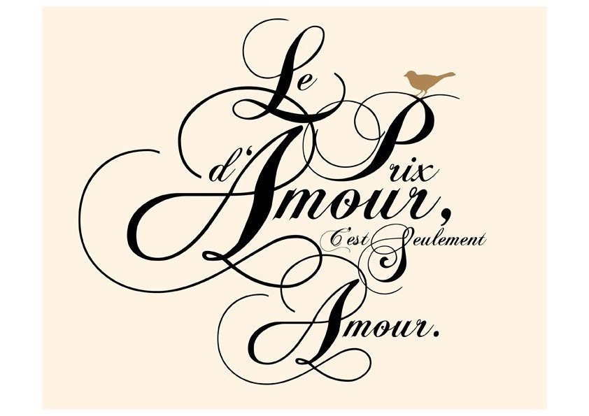 French Love Quote / In French Cream and Classic Black / 8x10