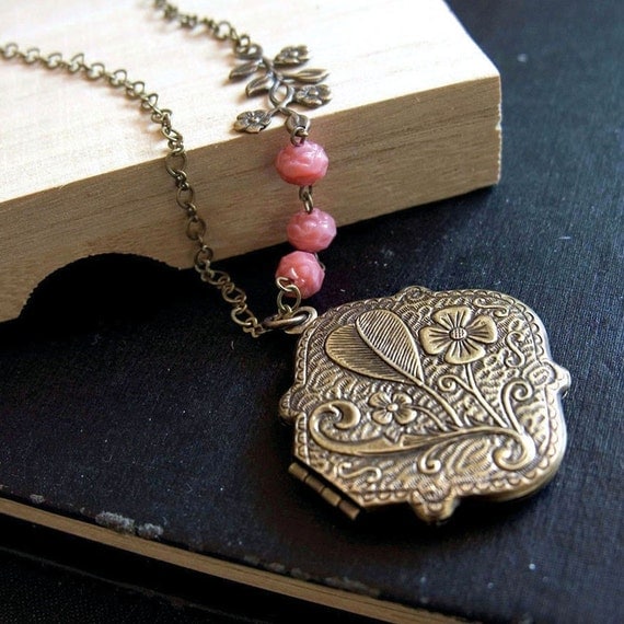 Reserved for Amy - NEW Climbing Roses Vintage Locket Necklace