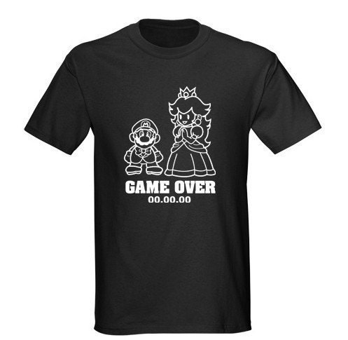 Mario Game Over Wedding T-shirt Groom Bride. From SomethingBlueDesigns