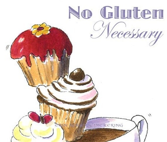 Gluten Free Art Cupcakes and Coffee first in series 5x7 Print with Mat
