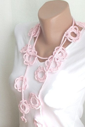 Pink Flower Coton Lariat