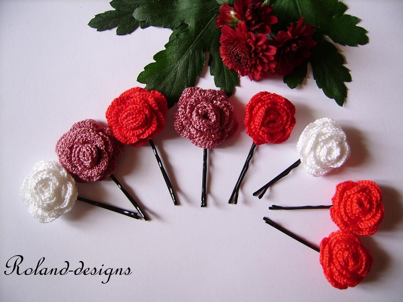 Crochet Rose Hair Pins