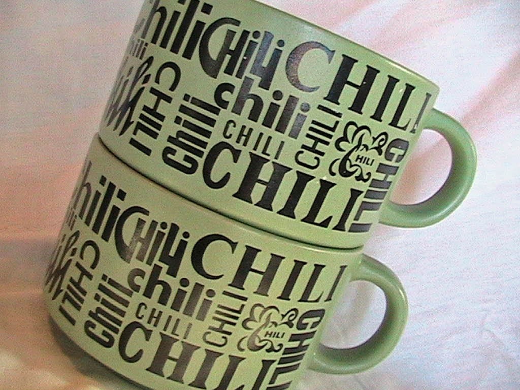 Retro VINTAGE 1970s Stackable Chili Mugs in Mint Green