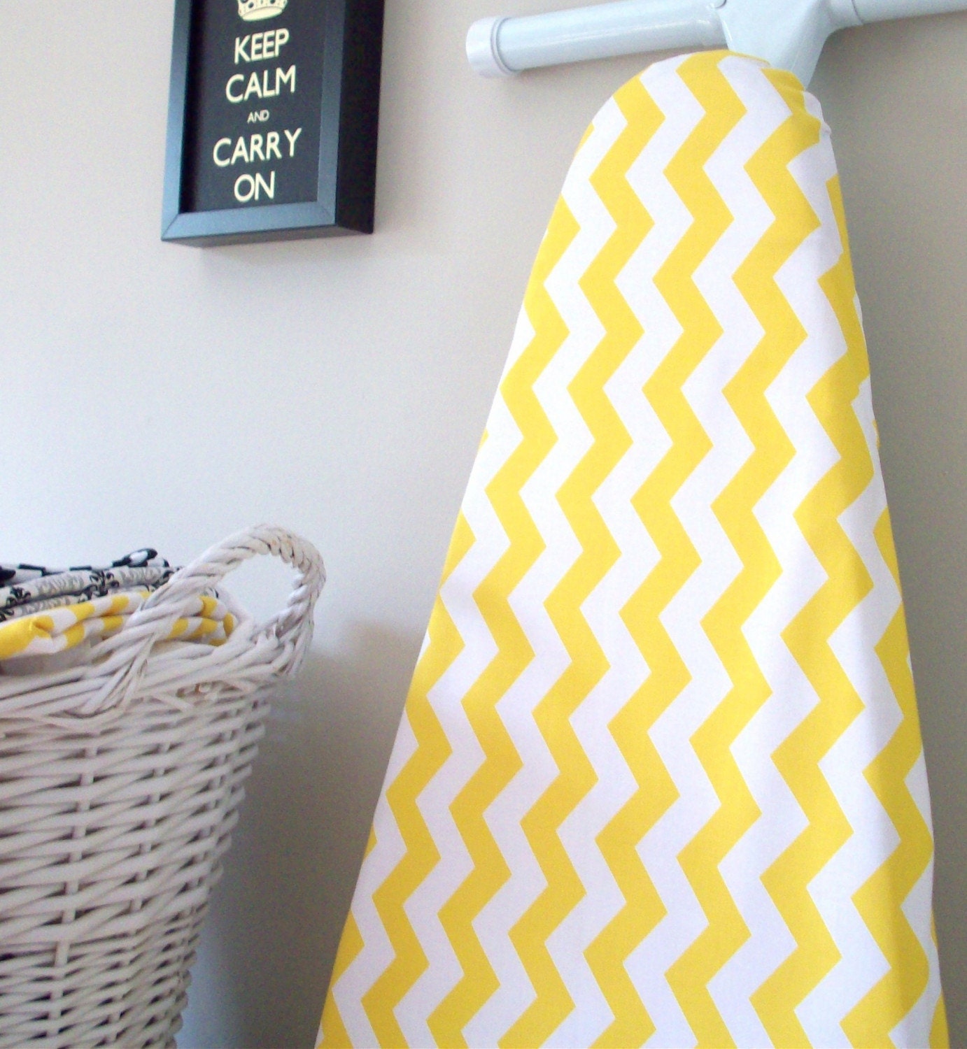 LAST ONE - Chevron Ironing Board Cover in Yellow and White