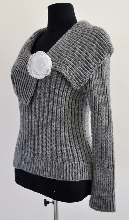 Gray Cozy Warm Hand Knit Sweater