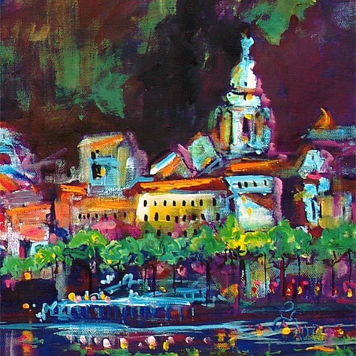 Amalfi Night ITALY Original Huge 80x32 Inch painting by Ginette FREE SHIPPING
