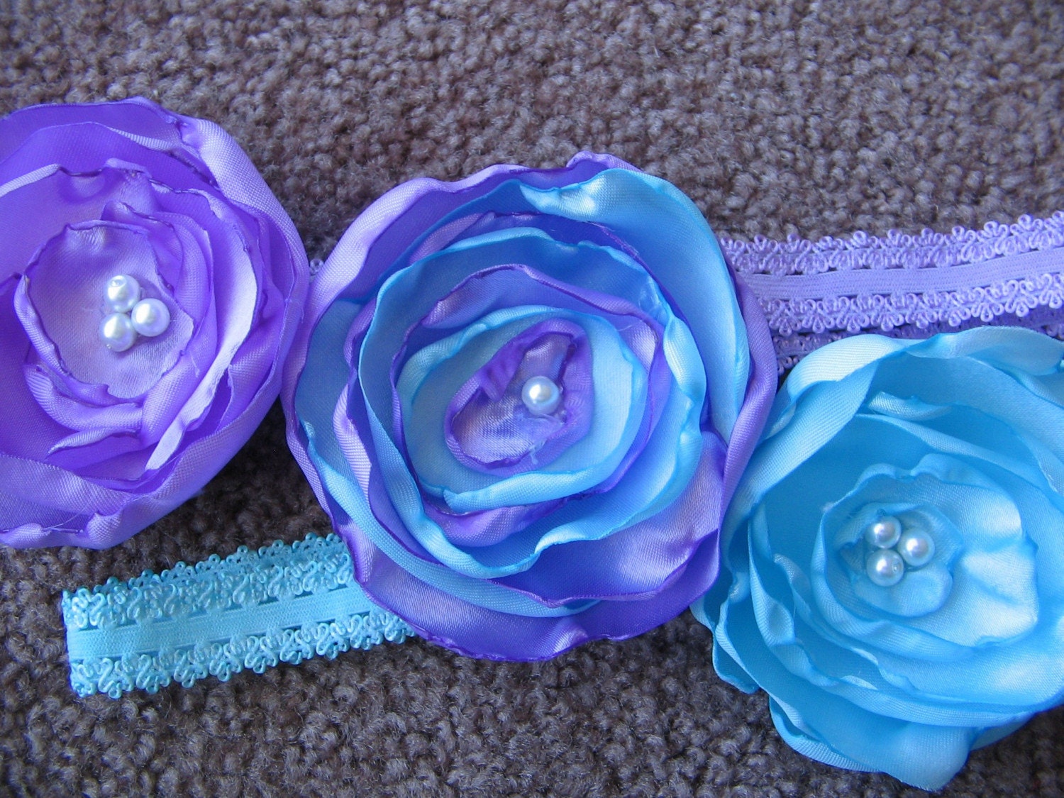 3 flower clips and 2 headbands