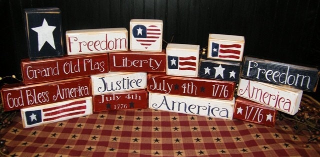 1776 AMERICA FREEDOM - wooden letter block sign Americana - Patriotic - Seasonal - Custom - Personalize - Home Decor - Flag - Star